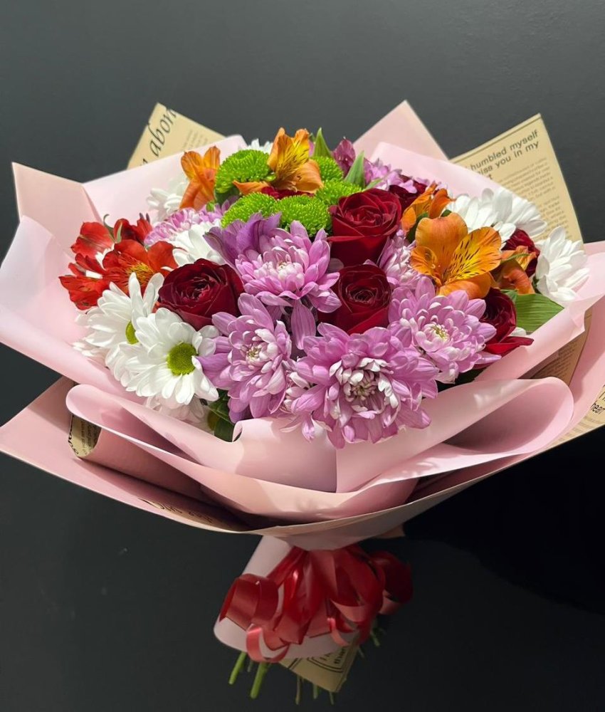 Букет цветов Сладкий сон Букет цветов из: Розы, Альстромерии и Хризантемы